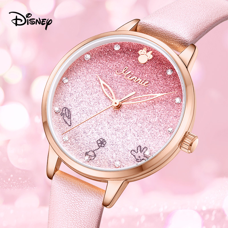 迪士尼手表女简约气质细带小巧初高中生防水满天星小众手表
