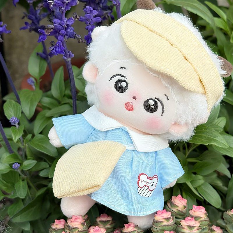 10cm棉花娃娃衣服可爱春日出游圆顶帽套装小黄鸭兔子无属性情侣装