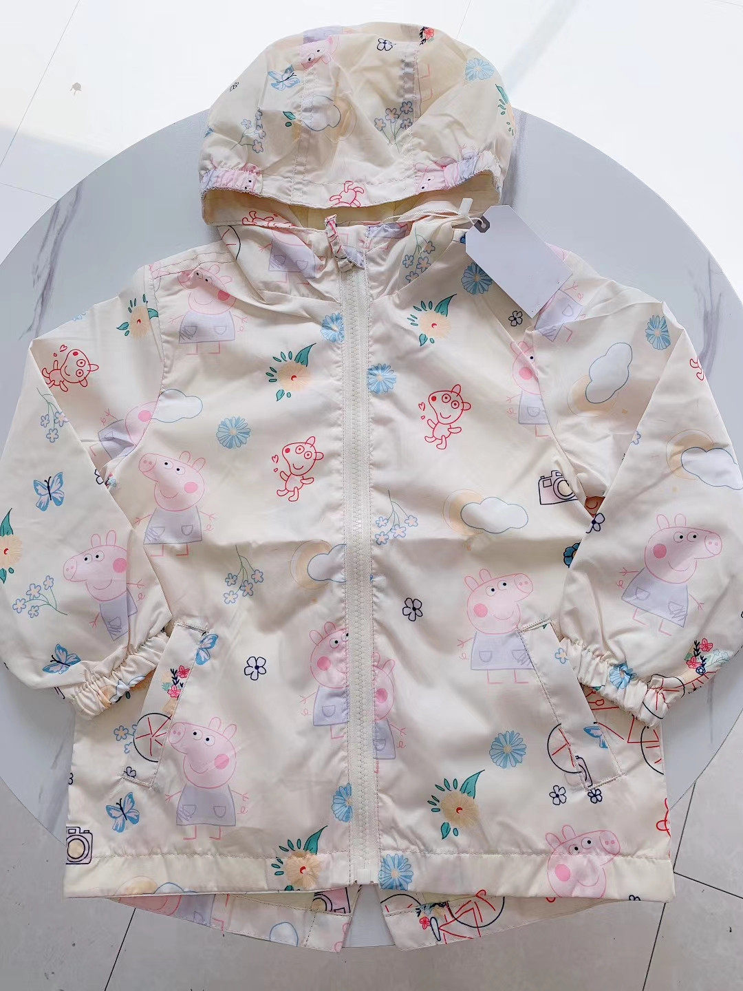 N의 가을 겨울 귀여운 동물 꽃 무늬 윈드 브레이커 3-8 세 순면 얇은 재킷 탑