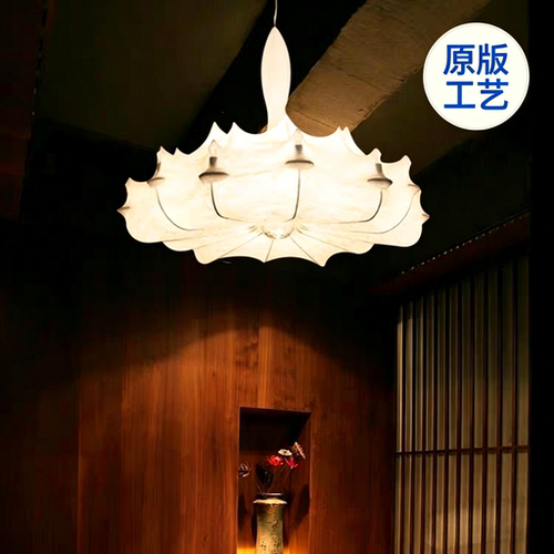 意式侘寂奶油风蚕丝设计师吊灯