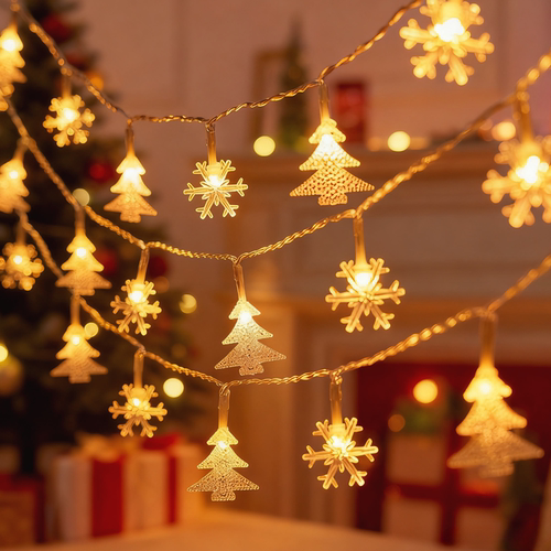 LED圣诞节音乐盒灯串橱窗节日装饰氛围彩灯串圣诞树麋鹿雪花串灯