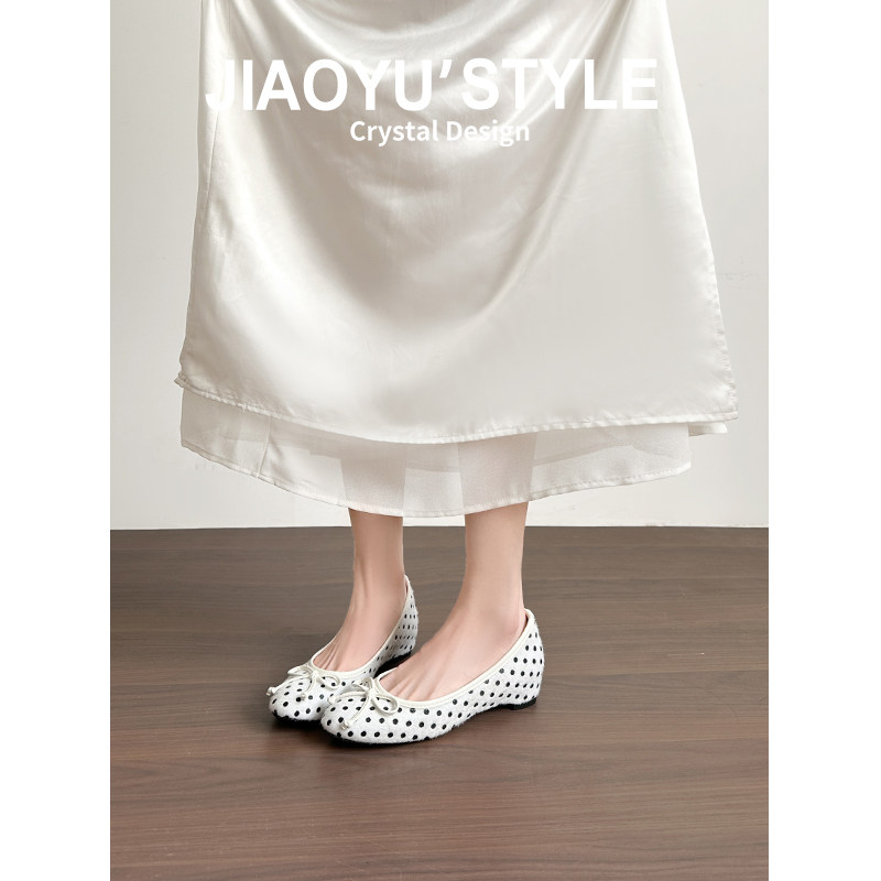 真皮~骄屿韩系波点蝴蝶结内增高单鞋2026新款小香风浅口玛丽珍鞋,女鞋,浅口单鞋,淘宝优惠券,粉丝福利购,淘宝优惠卷