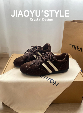 真皮~骄屿5CM内增高芭蕾德训鞋女复古2025新款秋冬软底运动阿甘鞋