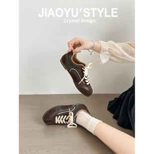 老钱风系带休闲运动阿甘鞋 2025秋冬新款 骄屿复古增高德训鞋 真皮