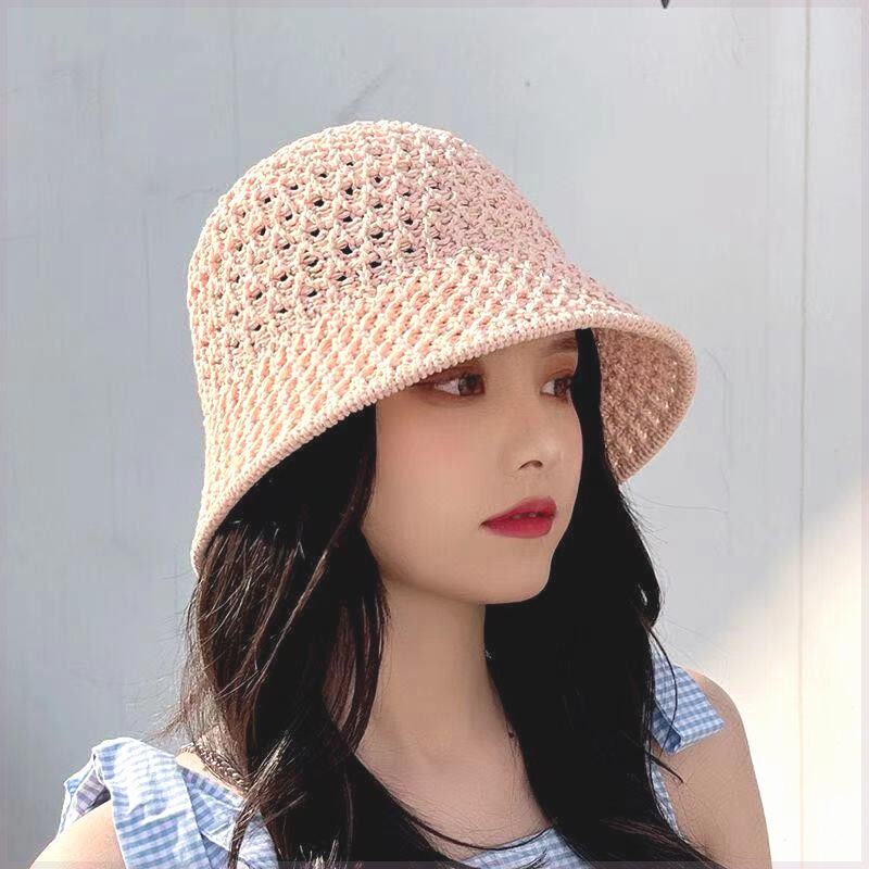 春夏季水桶帽韩版时尚百搭遮阳帽日系沙滩帽编织渔夫帽女2025新款
