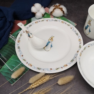出口骨瓷彼得兔家用餐具卡通可爱米饭碗牛奶杯马克杯儿童餐盘单个