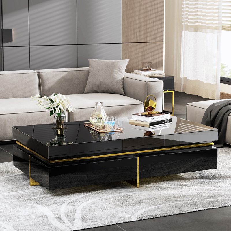 轻奢茶几现代简约小户型高级感客厅家用钢化玻璃面长方形2024新款