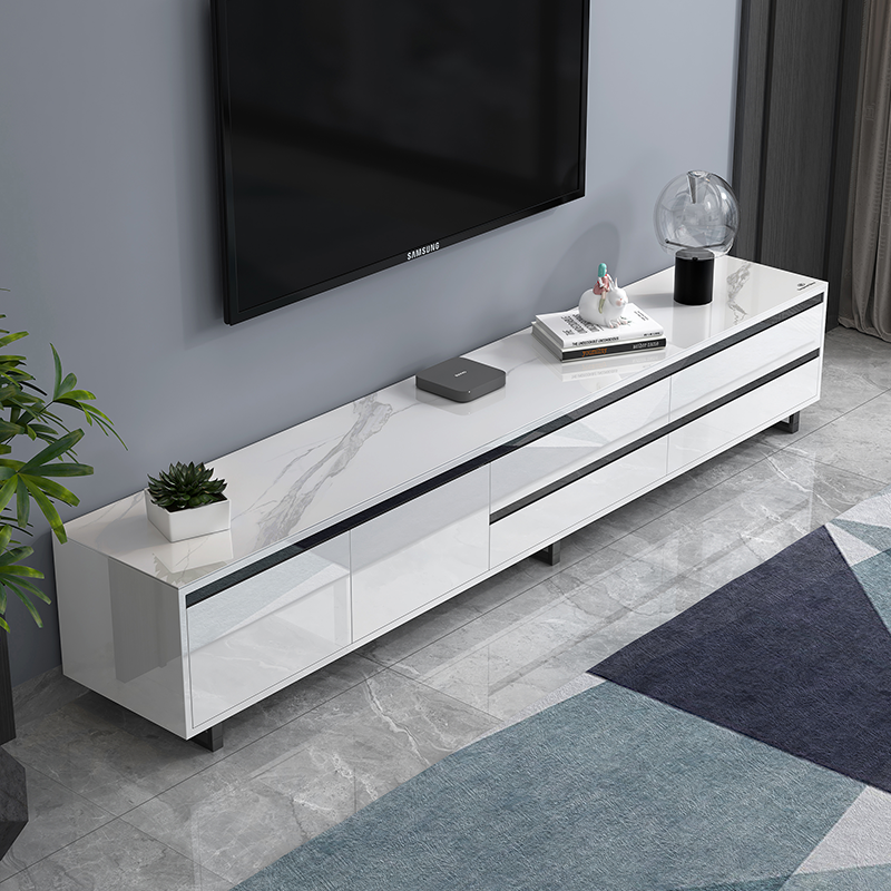丽蒙保轻奢岩板电视机柜茶几组合现代简约客厅烤漆家具白色定制