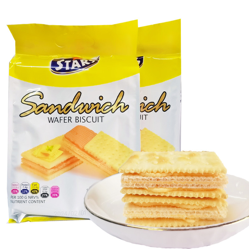香港众星三明治威化饼干夹心芝士味苏打饼干咸味办公室休闲零食品