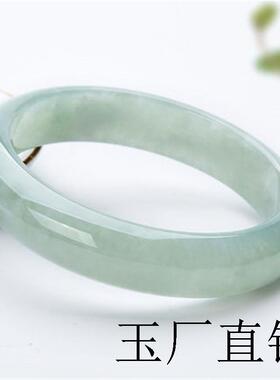 缅甸翡翠色手镯冰糯种圆条绿色浅绿油青玉镯少女贵妃镯子冰种精品