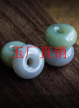新疆和田青白玉烟紫平安扣吊坠面包圈玉坠项链大气毛衣链饰品送礼