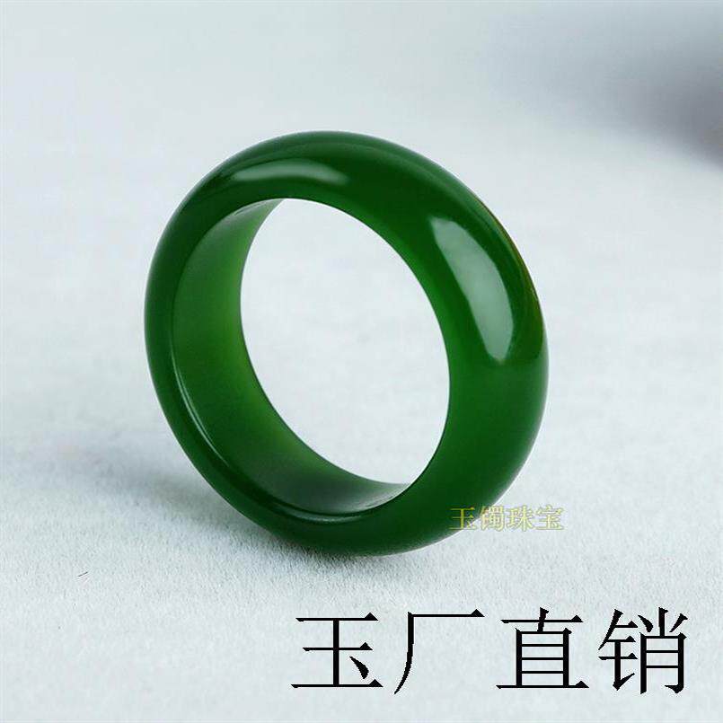 新疆和田玉色碧玉菠菜绿指环戒指阳绿辣色戒圈戒指百搭感男女同款