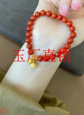 新款高端南红单圈手链女古法金铃兰花超显白玉石手串送女友送礼品