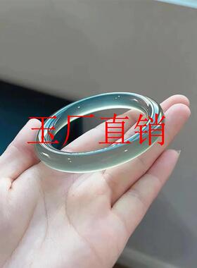 高档玛瑙库里蓝手镯蓝色冰透蓝底