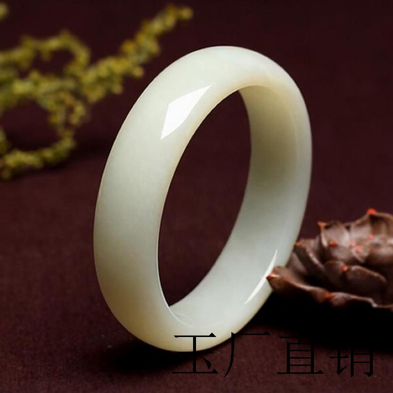 特级高端新疆和田玉手镯青白玉手镯米达料白玉羊脂玉镯子精品百搭