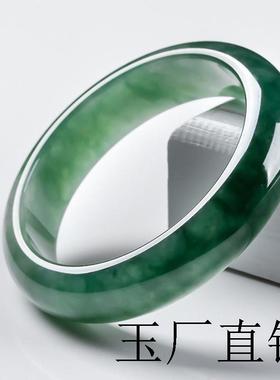 缅甸老坑翡翠色手镯冰种浅绿油青玉镯少女手镯飘花阳绿冰糯种处理
