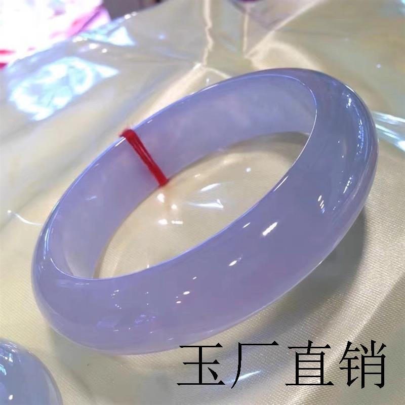 精选缅甸翡翠色玉手镯冰种紫罗兰玉镯子正圈满紫贵妃镯高级感女款