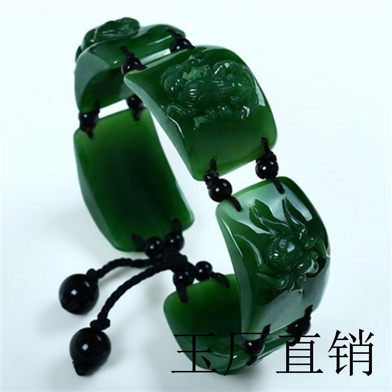 新疆和田玉手链男款碧玉手串五毒金蟾蝎子蜈蚣蜘蛛蛇俄罗斯玉手排