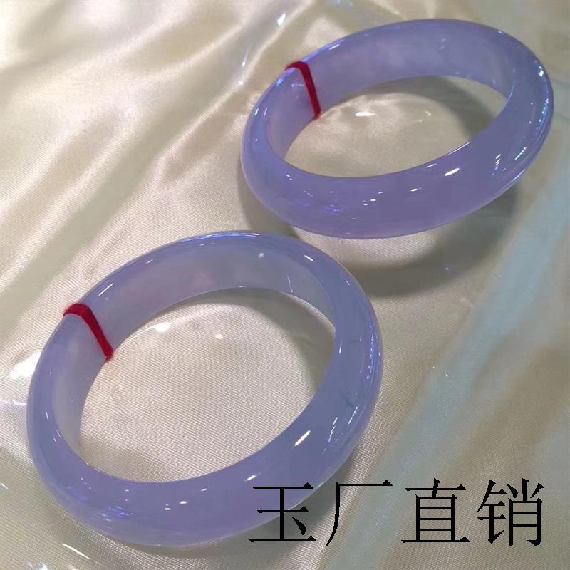 缅甸翡翠手镯正圈冰糯种紫罗兰玉镯高级紫色贵妃镯百搭款宽版女款