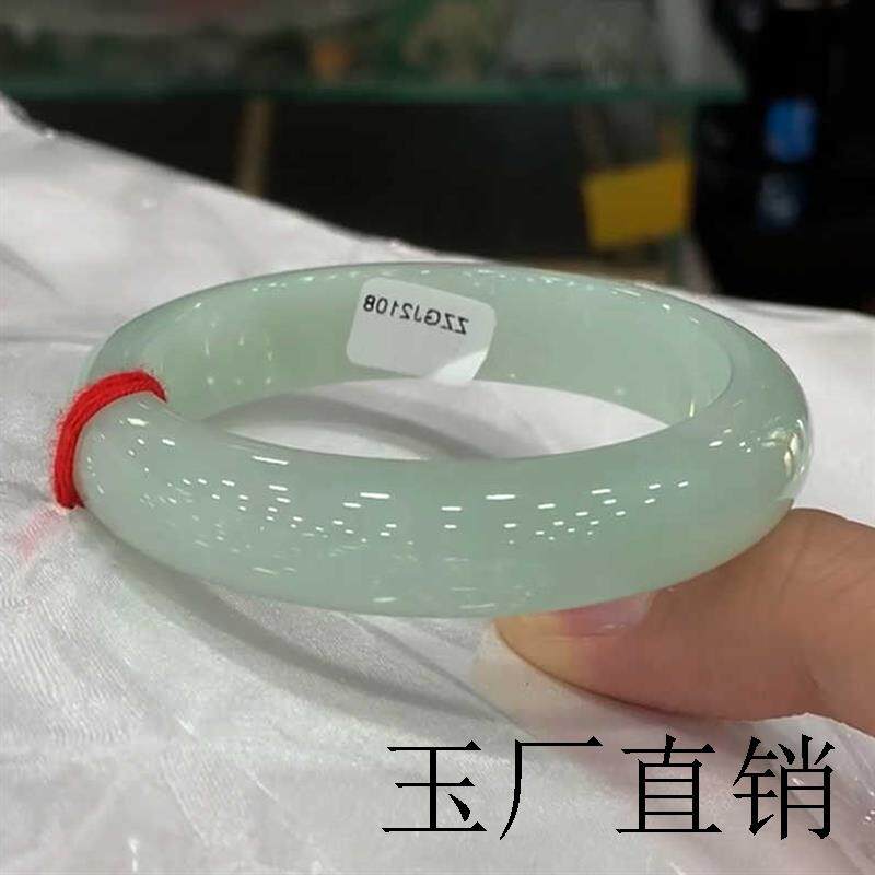 高端冰糯种缅甸老坑翡翠色手镯冰种阳绿飘花玉镯子白月光玉镯女款
