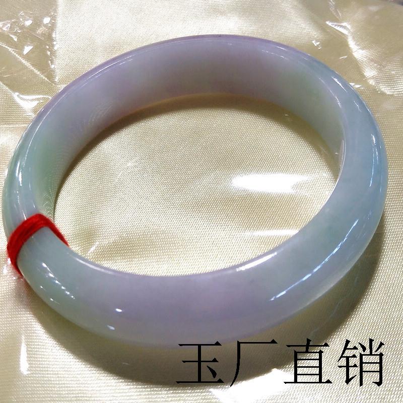 缅甸老坑冰种翡翠色手镯春带彩手镯女款紫色玉石糯种春彩翡翠色