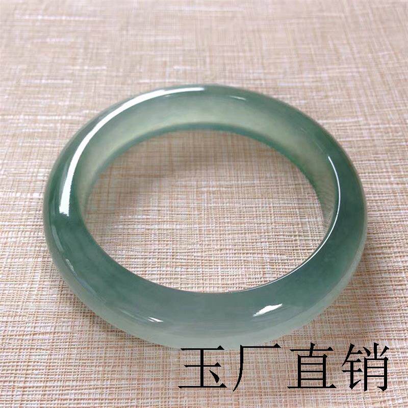 缅甸老坑蓝色油青飘花翡翠色手镯女生手镯料正圈贵妃冰种糯种精品