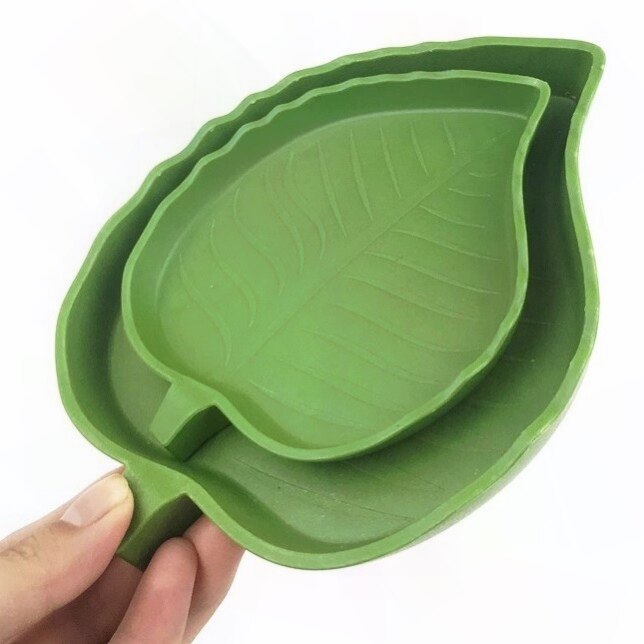树叶食盆爬虫水盆乌龟守宫鬃狮蜥蜴宠物蛇小型塑料仿真爬宠喝水碗