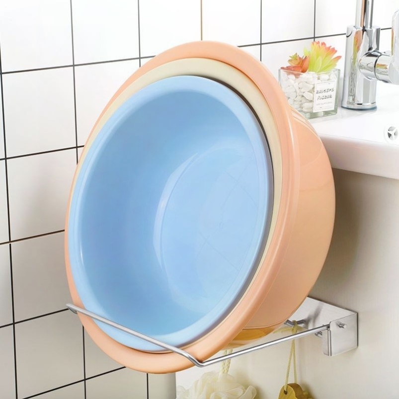 折叠脸盆架不锈钢免打孔卫生间实心304洗脸盆收纳架浴室置物架