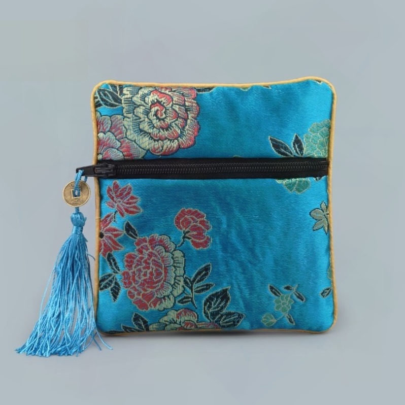 5个 四方拉链包盘玩袋锦囊布袋首饰袋文玩布袋手串袋小福袋佛珠袋