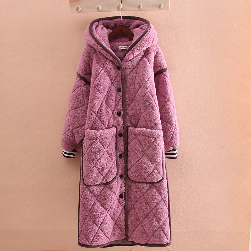 冬季睡衣女睡袍三层加厚夹棉连帽纯色甜美加绒保暖大码家居服浴袍,女士内衣/男士内衣/家居服,睡袍/浴袍,淘宝优惠券,粉丝福利购,淘宝优惠卷