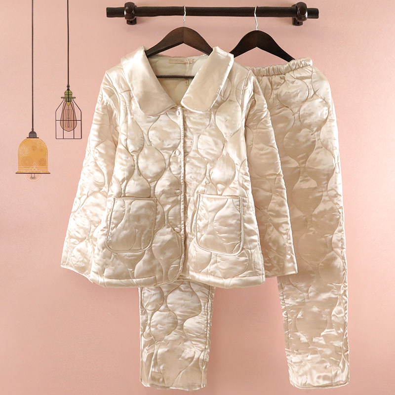 睡衣女士秋冬季薄棉加厚高档纯色丝绸法式宫廷风可外穿家居服套装,女士内衣/男士内衣/家居服,睡衣/家居服套装,淘宝优惠券,粉丝福利购,淘宝优惠卷