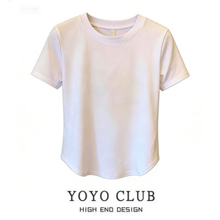 纯欲风修身 品牌折扣大码 T恤女2026夏季 洋气圆领短袖 显瘦上衣 女装