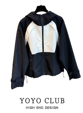 品牌折扣2026春季新款连帽冲锋衣欧货气质显瘦设计感夹克外套女潮