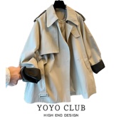 通勤风衣 气质大翻领风衣外套女宽松中长款 品牌折扣时尚 高级感法式