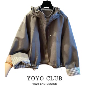 时尚 品牌折扣胖MM大码 新款 设计感外套2026春季 百搭冲锋衣 韩版