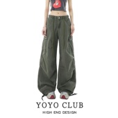 美式 高腰显瘦休闲裤 复古工装 女2026新款 女 牛仔裤 品牌折扣胖MM大码