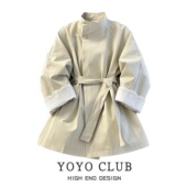 大衣 胖mm百搭显瘦中长款 品牌折扣欧货大码 设计感风衣外套2026春季