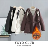 品牌折扣胖MM美式 复古简约风夹棉冲锋衣2026百搭撞色保暖外套女潮