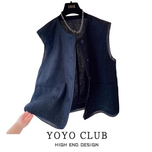 品牌折扣胖MM大码设计感拼纱马甲女2026春季新款显瘦百搭马夹上衣