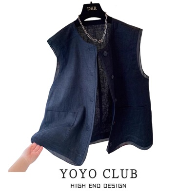 胖MM大码美式设计感拼纱马甲女潮