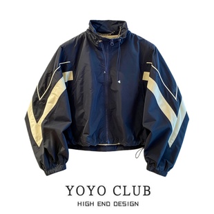 品牌折扣设计感撞色休闲棒球服外套女2026春季大码美式复古冲锋衣