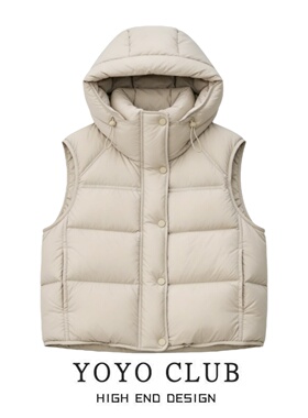 品牌折扣胖MM轻奢风连帽羽绒棉马甲女2026大码高级感气质显瘦外套