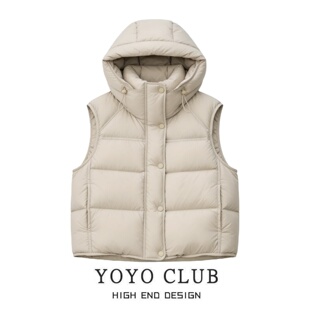 品牌折扣胖MM轻奢风连帽羽绒棉马甲女2026大码 高级感气质显瘦外套