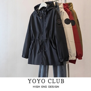 简约休闲外套女 百搭连帽冲锋衣2026春季 品牌折扣胖MM大码 韩系时尚