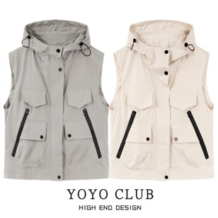 宽松时尚 品牌折扣胖MM大码 新款 马夹2026春季 马甲 超火休闲连帽无袖