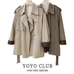 品牌折扣胖MM韩系慵懒风高级感风衣2026春季 气质英伦风风衣女 新款