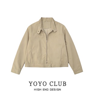 宽松百搭工装 大码 冲锋衣潮 复古风立领外套女2026春季 品牌折扣美式