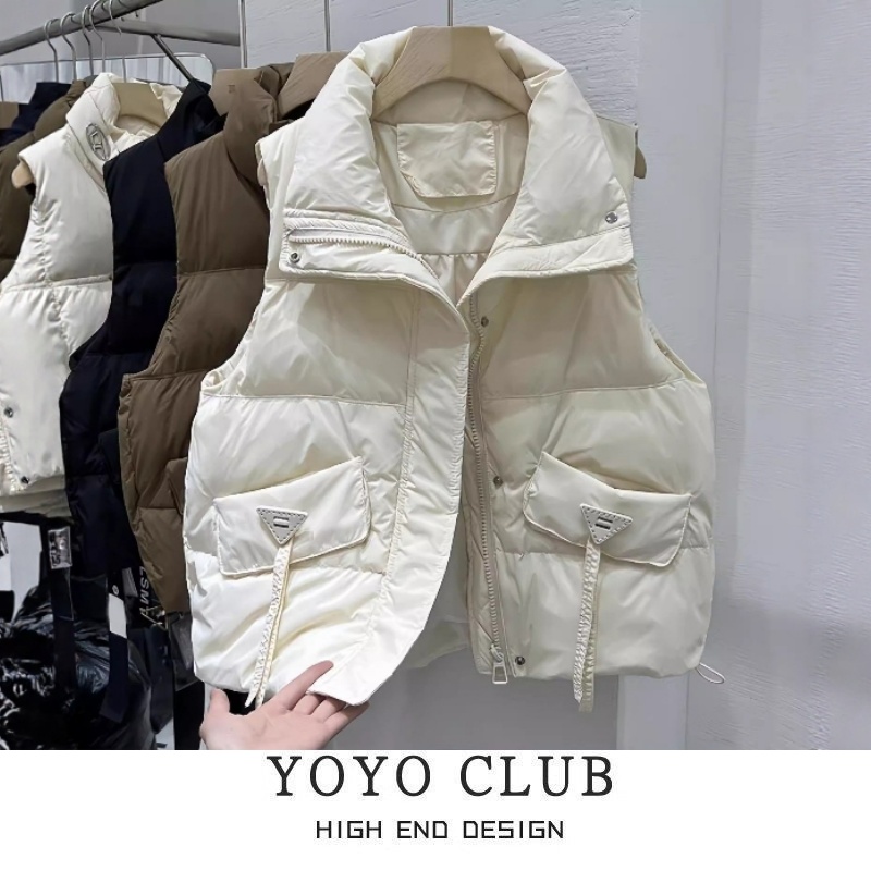 品牌折扣胖MM大码美式简约洋气羽绒棉马甲2025秋冬季新款百搭马夹