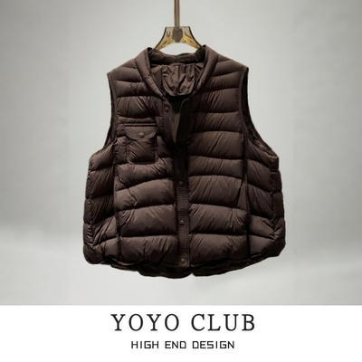 品牌折扣胖MM美式设计感立领保暖羽绒棉马甲2025流行爆款马甲外套