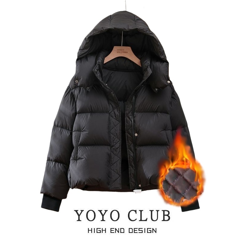 品牌折扣胖MM韩版设计感时尚面包服2025秋冬大码洋气加厚连帽外套